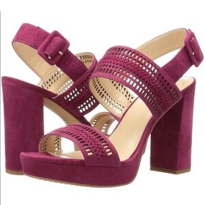 Vince Camuto Fuchsia Suede Block Heel Platform Sandals - Size 10
